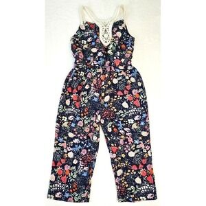Hannah Banana Girls 6 Floral Jumpsuit Crochet Back Sleeveless Romper
